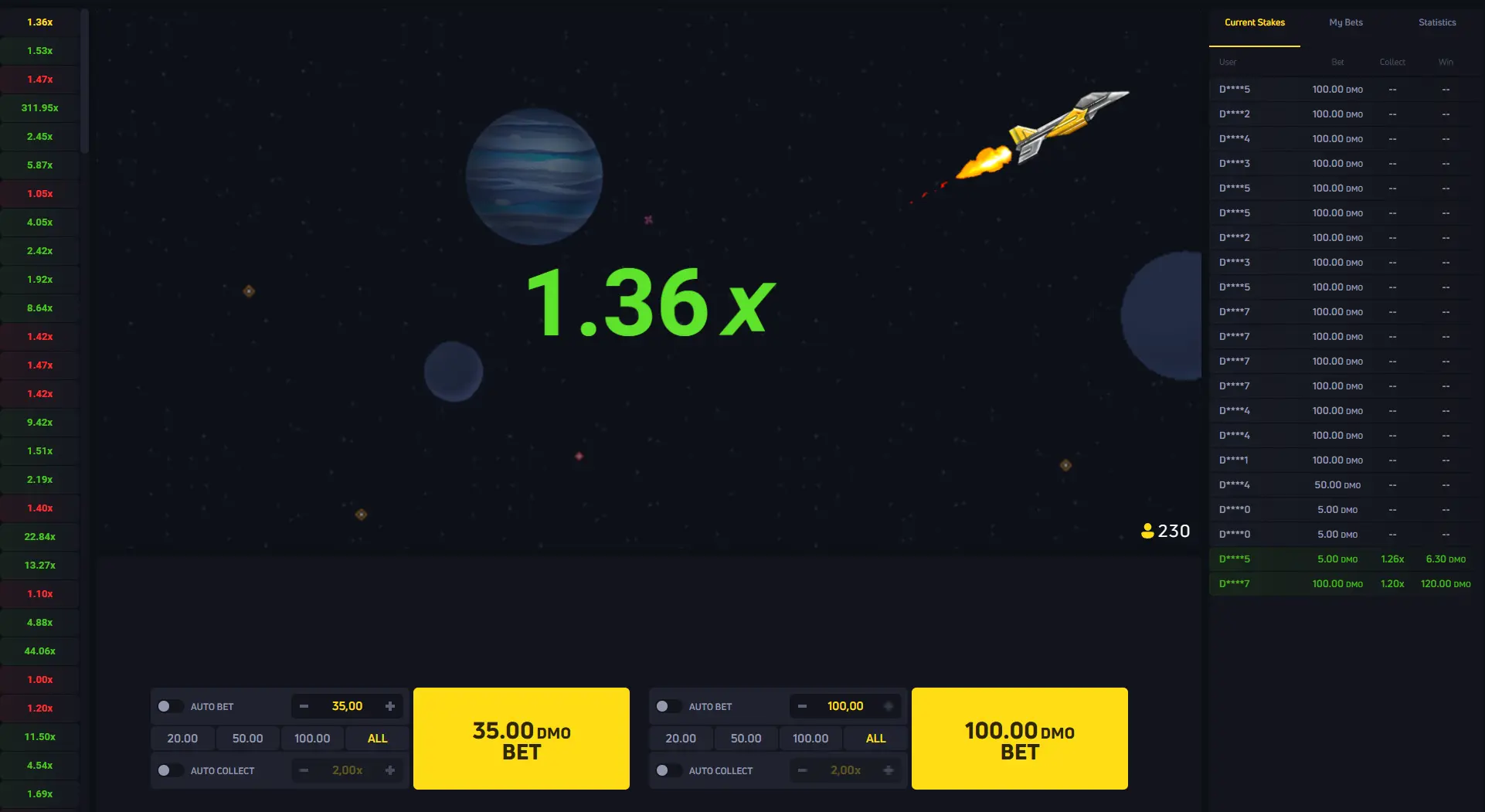 JetX crash game interface preview